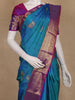 Teal Blue Butta Woven Design Pure Kanchipuram Silk Saree
