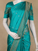 Teal Blue Butta Woven Design Semi Banarasi Silk Saree