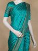 Teal Blue Butta Woven Design Semi Banarasi Silk Saree