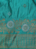 Teal Blue Butta Woven Design Semi Banarasi Silk Saree