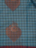 Teal Blue Checked Soft Silk Saree With Contrast Red Zari Blouse - Diadem
