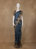 Teal Blue Floral Butta Design Pure Tussar Silk Saree - Diadem