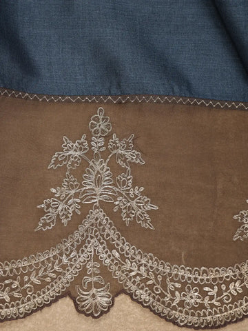 Teal Blue Floral Butta Design Pure Tussar Silk Saree - Diadem