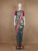 Teal Blue Floral Design Banarasi Silk Saree - Diadem