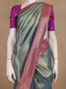 Teal Blue Floral Design Banarasi Silk Saree - Diadem