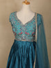 Teal Blue Floral Embroidered Design Chiffon Lehenga