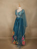 Teal Blue Floral Embroidered Design Chiffon Lehenga