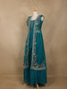 Teal Blue Floral Embroidered Design Chiffon Lehenga