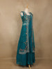 Teal Blue Floral Embroidered Design Chiffon Lehenga