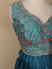 Teal Blue Floral Embroidered Design Chiffon Lehenga