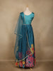 Teal Blue Floral Embroidered Design Chiffon Lehenga