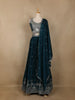 Teal Blue Floral Embroidered Design Georgette Lehenga