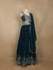 Teal Blue Floral Embroidered Design Georgette Lehenga