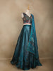 Teal Blue Floral Embroidered Design Organza Lehenga