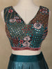 Teal Blue Floral Embroidered Design Organza Lehenga