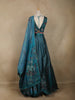 Teal Blue Floral Embroidered Design Organza Lehenga