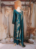 Teal Blue Floral Embroidered Design Tussar Palazzo Suit