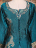 Teal Blue Floral Embroidered Design Tussar Palazzo Suit