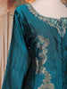 Teal Blue Floral Embroidered Design Tussar Palazzo Suit