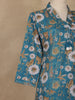 Teal Blue Floral Printed Cotton Salwar Suit With Dupatta - Diadem