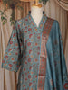 Teal Blue Floral Printed Design Cotton Straight Cut Salwar Suit