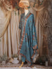 Teal Blue Floral Printed Design Cotton Straight Cut Salwar Suit
