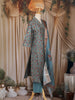 Teal Blue Floral Printed Design Cotton Straight Cut Salwar Suit