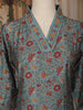 Teal Blue Floral Printed Design Cotton Straight Cut Salwar Suit