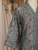 Teal Blue Floral Printed Design Cotton Straight Cut Salwar Suit