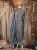 Teal Blue Floral Printed Design Cotton Straight Cut Salwar Suit