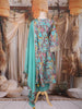 Teal Blue Floral Printed Design Tissue Silk Anarkali Salwar Suit