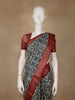 Teal Blue Geometric Design Semi Tussar Saree - Diadem
