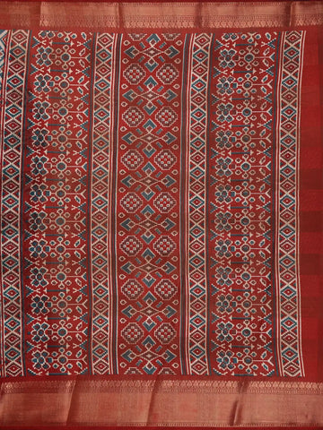 Teal Blue Geometric Design Semi Tussar Saree - Diadem