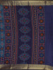 Teal Blue Geometric Woven Design Cotton Saree with Contrast Purple Zari Border