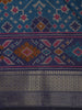 Teal Blue Geometric Woven Design Cotton Saree with Contrast Purple Zari Border