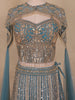 Teal Blue Sequins Embroidered Design Net Lehenga with Cape Dupatta