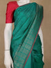 Teal Blue Solid Designed Silk Saree - Diadem