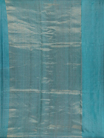 Teal Blue Striped Design Pure Tissue Silk Saree - Diadem