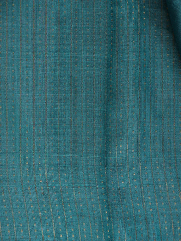 Teal Blue Striped Design Pure Tissue Silk Saree - Diadem
