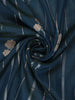 Teal Blue Stripes And Floral Woven Banarasi Silk Saree With Zari Border - Diadem
