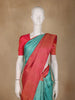 Teal Blue Stripes Zari Design Silk Saree - Diadem