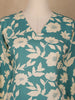 Teal Blue and Ivory Floral Printed Satin Salwar Suit - Diadem