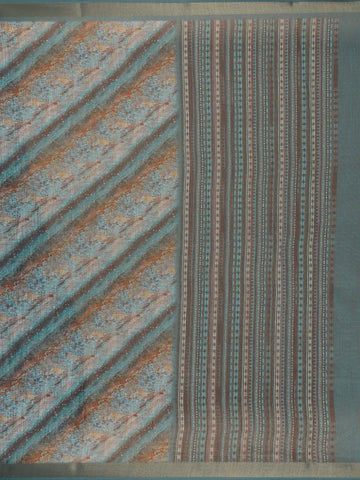 Teal Green Abstract Design Semi Tissue Silk Saree - Diadem