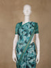 Teal Green Abstract Print Design Linen Cotton Saree - Diadem