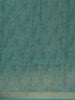 Teal Green Abstract Print Design Linen Cotton Saree - Diadem
