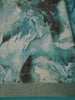 Teal Green Abstract Print Design Linen Cotton Saree - Diadem