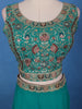 Teal Green Floral Design Sequin Embellishment Georgette Skirt Top - Diadem