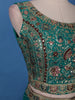 Teal Green Floral Design Sequin Embellishment Georgette Skirt Top - Diadem