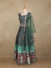 Teal Green Floral Design Silk Lehenga With Dupatta - Diadem