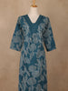 Teal Green Floral Designed Cotton Salwar Suit - Diadem